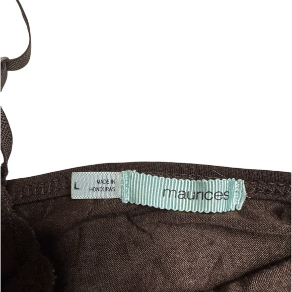 Women's Maurices Sz L Y2K Dark Brown Lace Trim Crinkle Cami Camisole Fairy - Picture 3 of 5